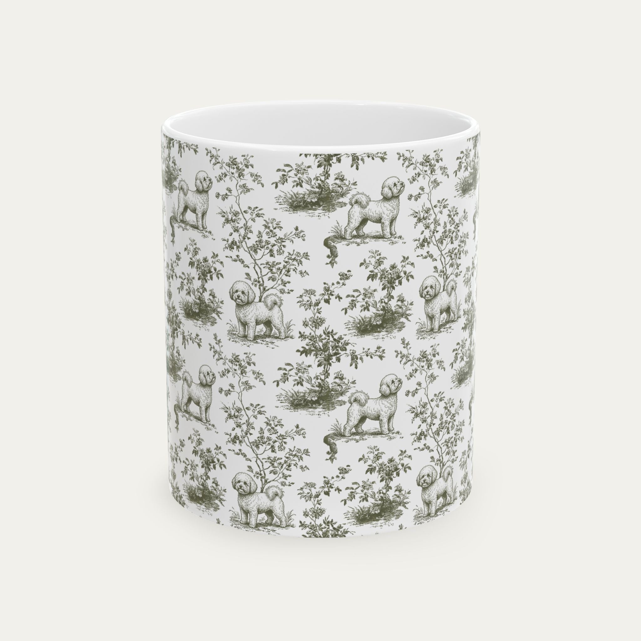 Bichon Frise Sage Green Toile Mug