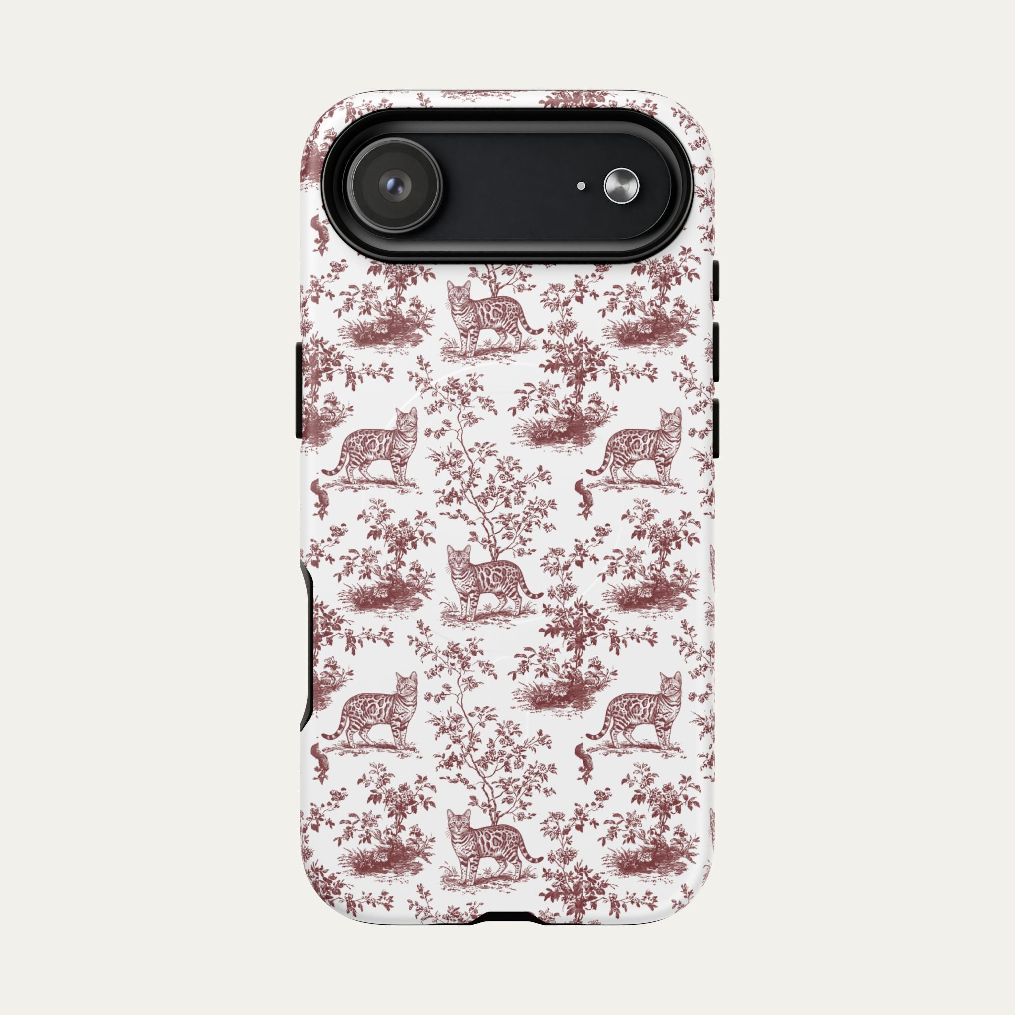 Bengal Cat Burgundy Toile phone Case