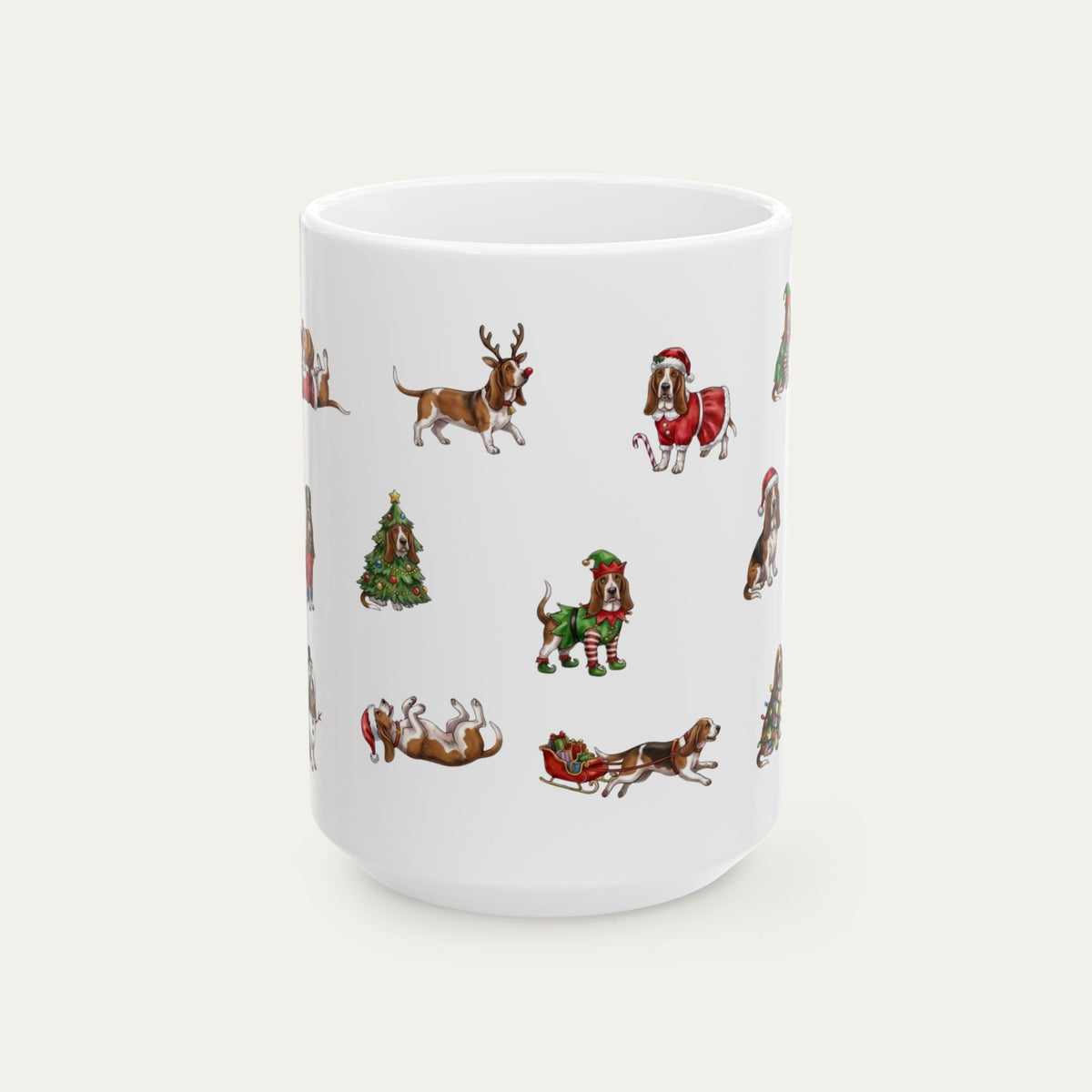 Basset Hound Christmas Mug