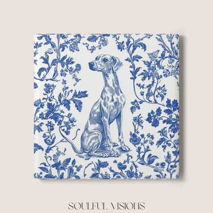 Whippet Ceramic Coaster French Toile