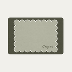 Custom Pet Food Mat Military Green Scallop