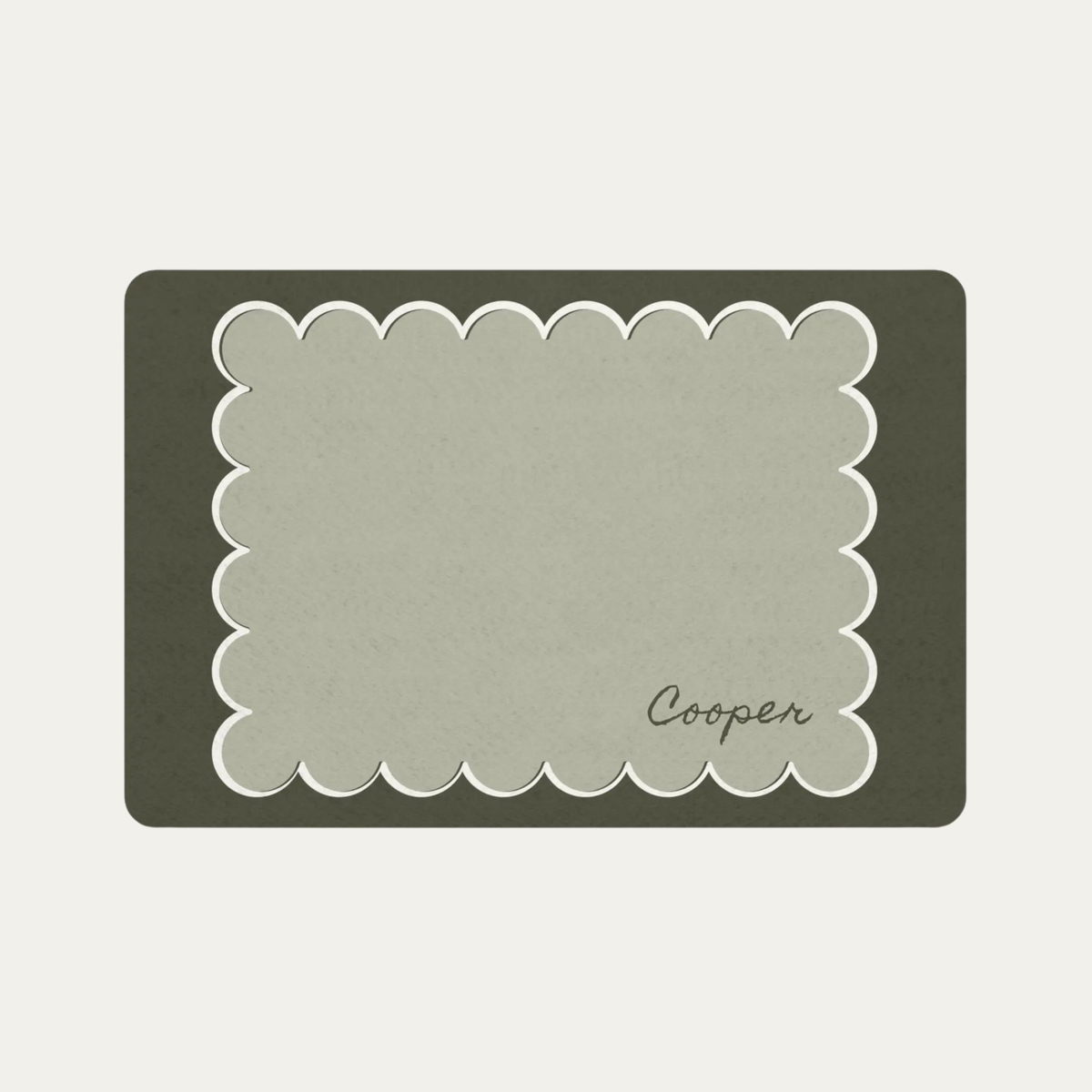 Custom Pet Food Mat Military Green Scallop