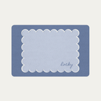Custom Pet Food Mat Blue Scallop