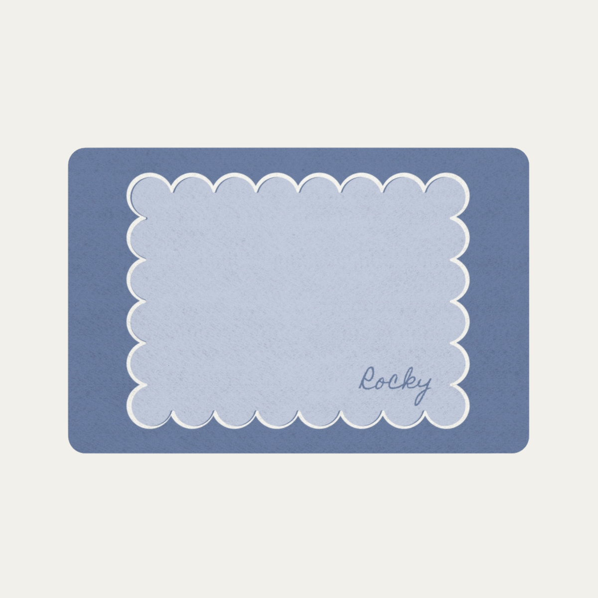 Custom Pet Food Mat Blue Scallop