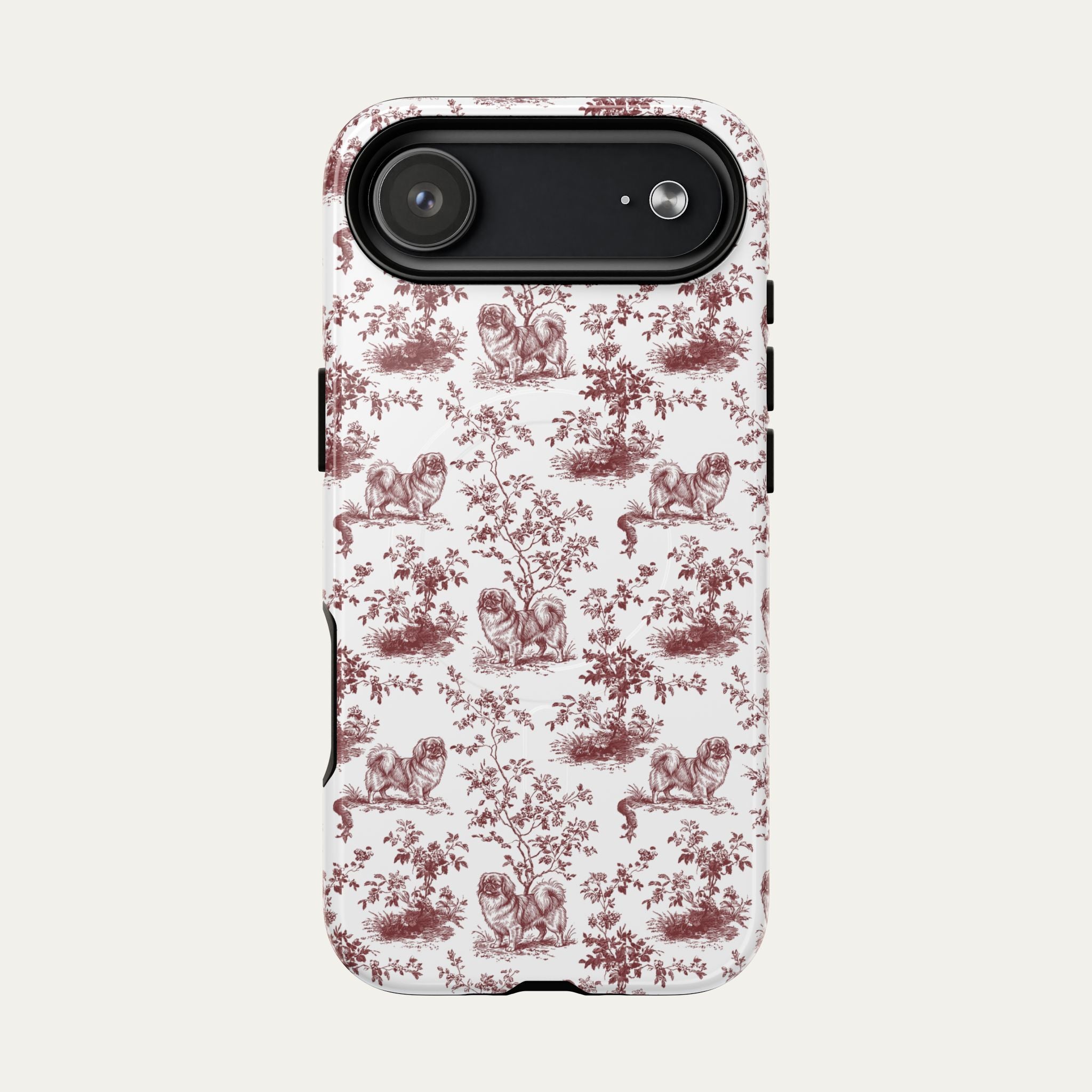 Pekingese Burgundy Toile phone Case