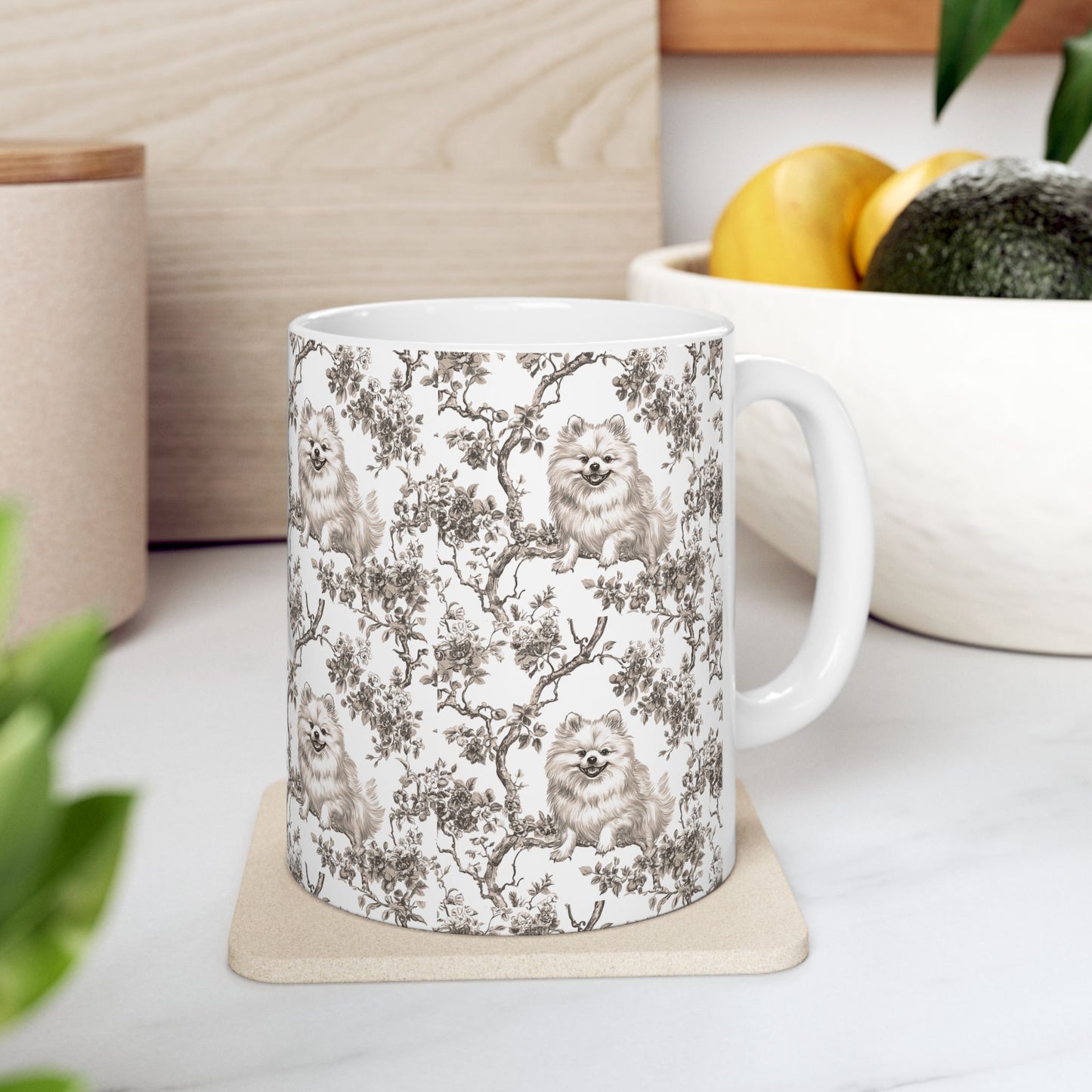 Pomeranian Toile De Jouy Mug