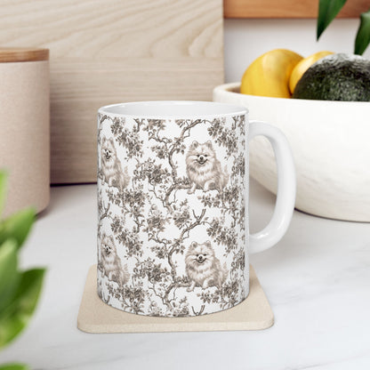 Pomeranian Toile De Jouy Mug