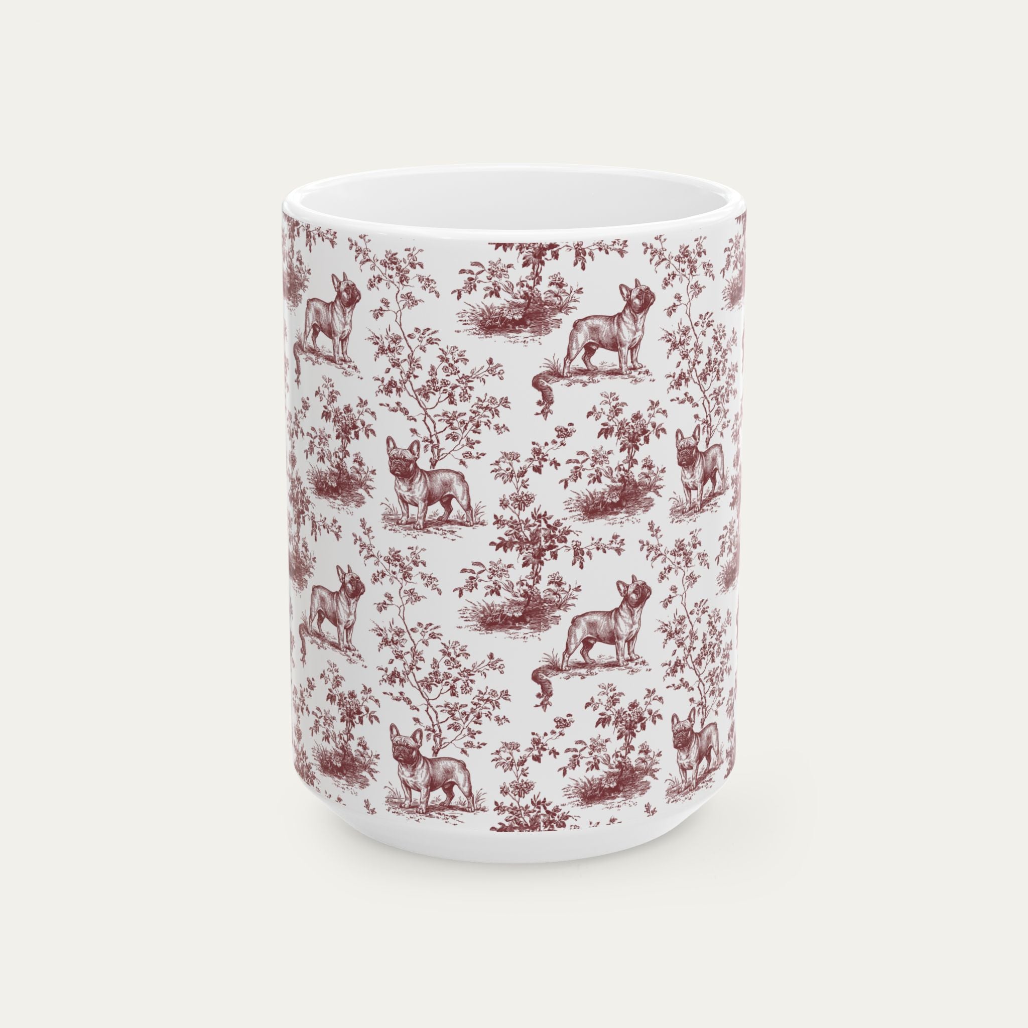 French bulldog Burgundy Toile Mug