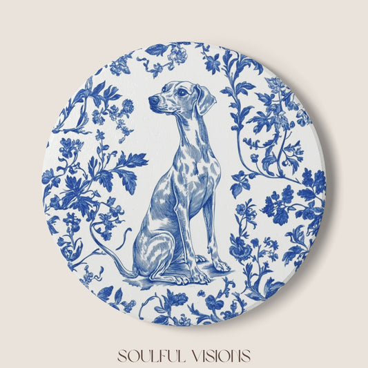 Whippet Ceramic Coaster French Toile