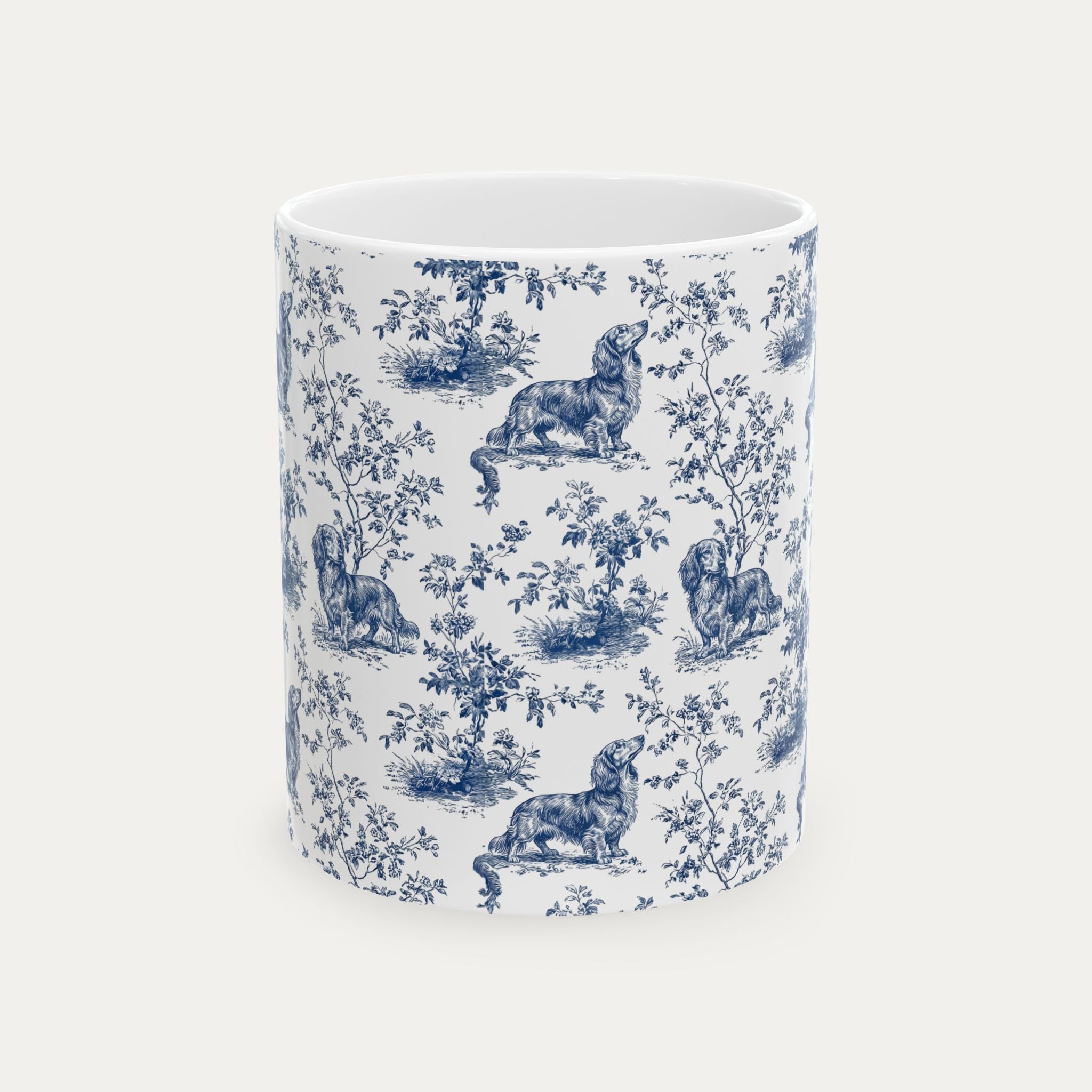 Dachshund Longhaired Blue Toile Mug
