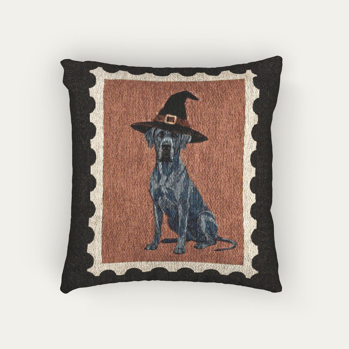 Great Dane Grey  Halloween Woven Pillow