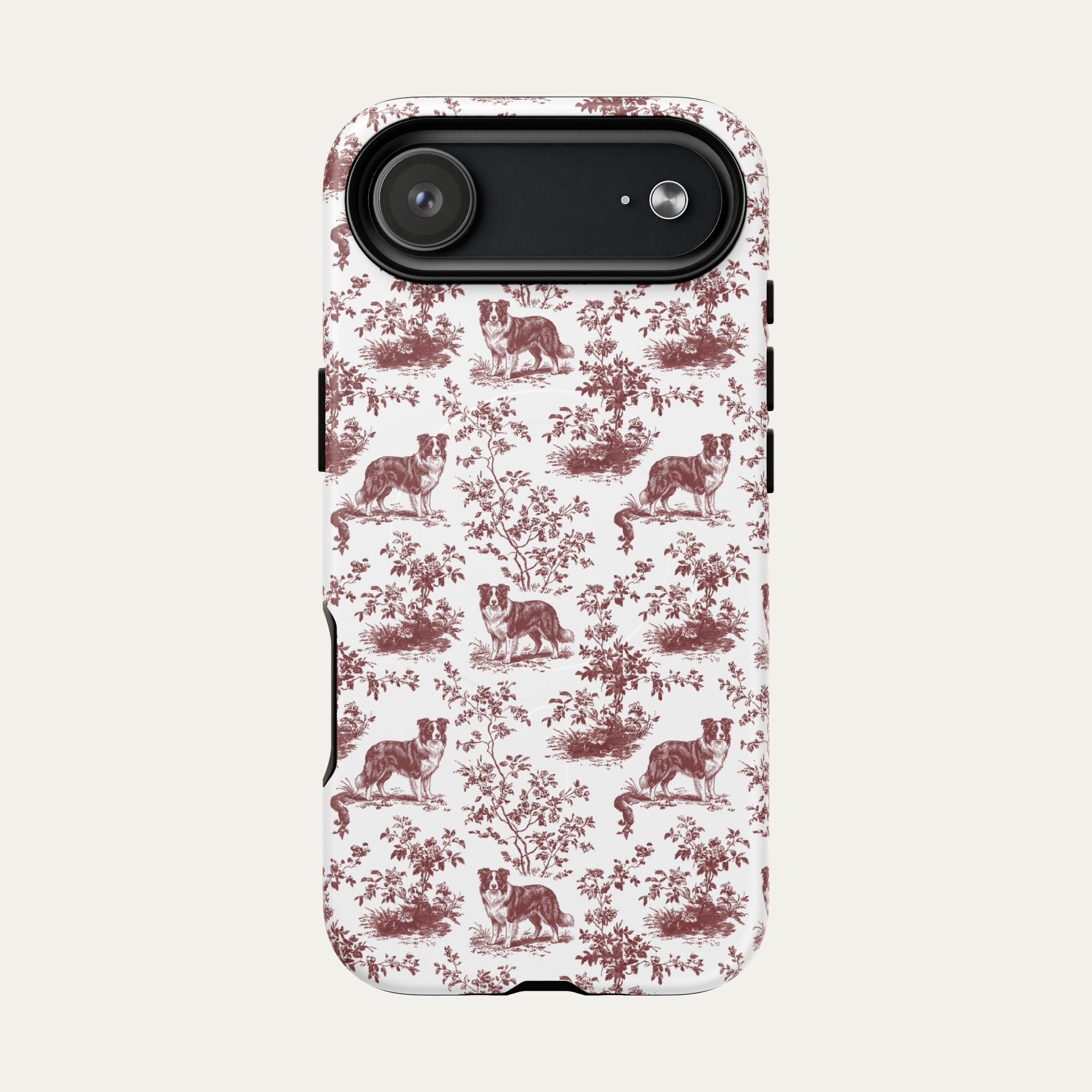 Border Collie Burgundy Toile phone Case