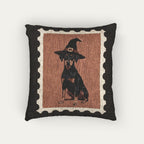 Doberman Black and Tan Halloween Woven Pillow
