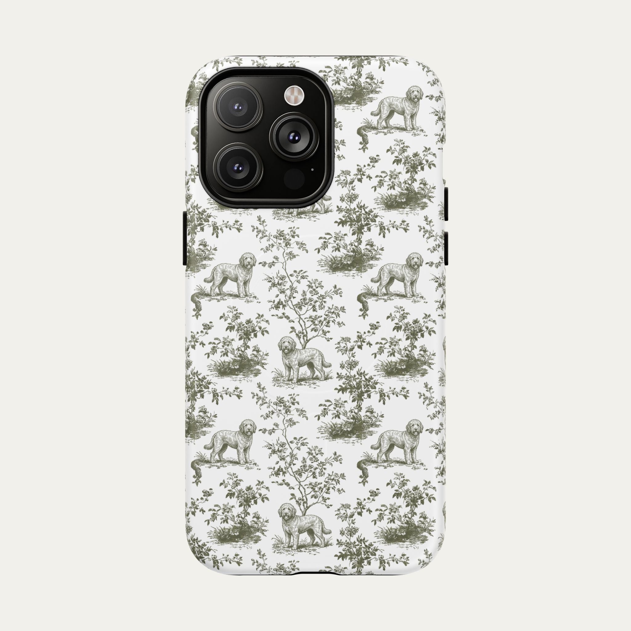 Goldendoodle Green Sage Toile phone Case