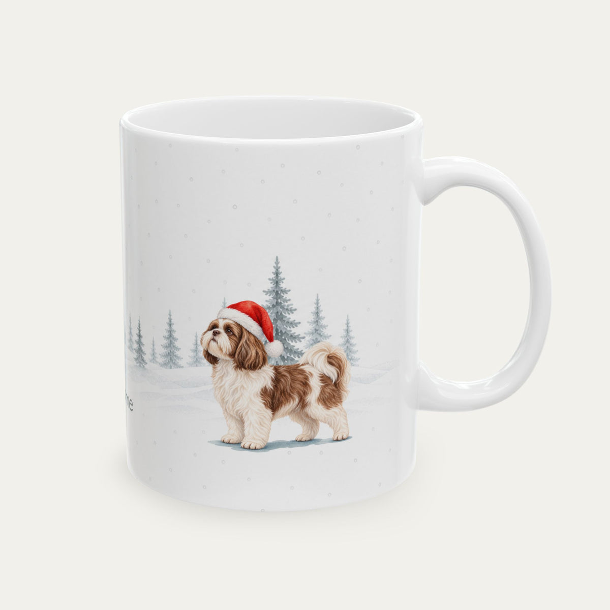 Custom Shih Tzu Liver and White Christmas Santa Hat Mug