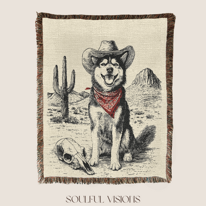 Siberian Husky Woven Blanket
