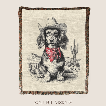 Dachshund Longhaired Woven Blanket