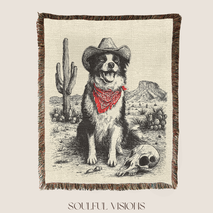 Australian Shepherd Western Woven Blanket