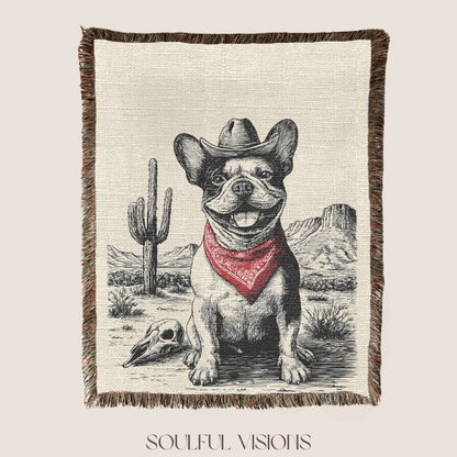 French Bulldog Woven Blanket