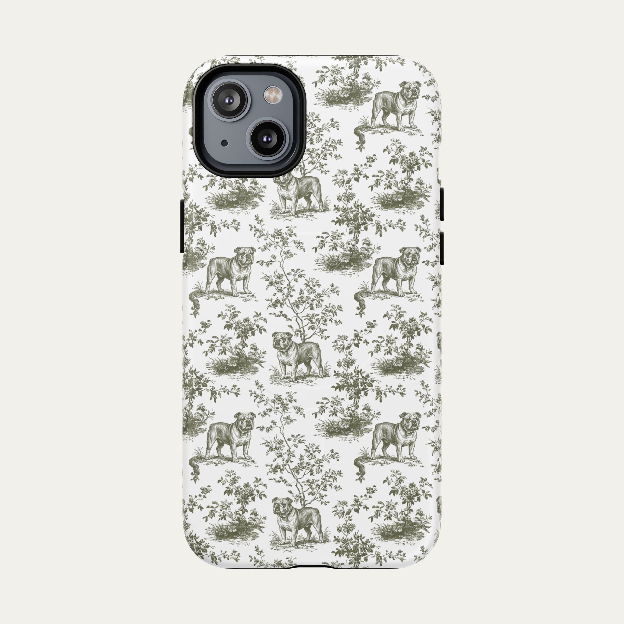 English Bulldog Sage Green Toile phone Case