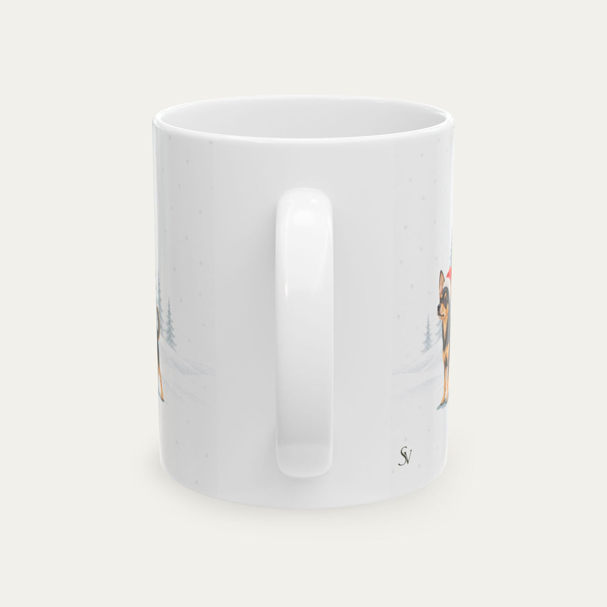 Custom Chihuahua  Black and Tan Christmas Santa Hat Mug