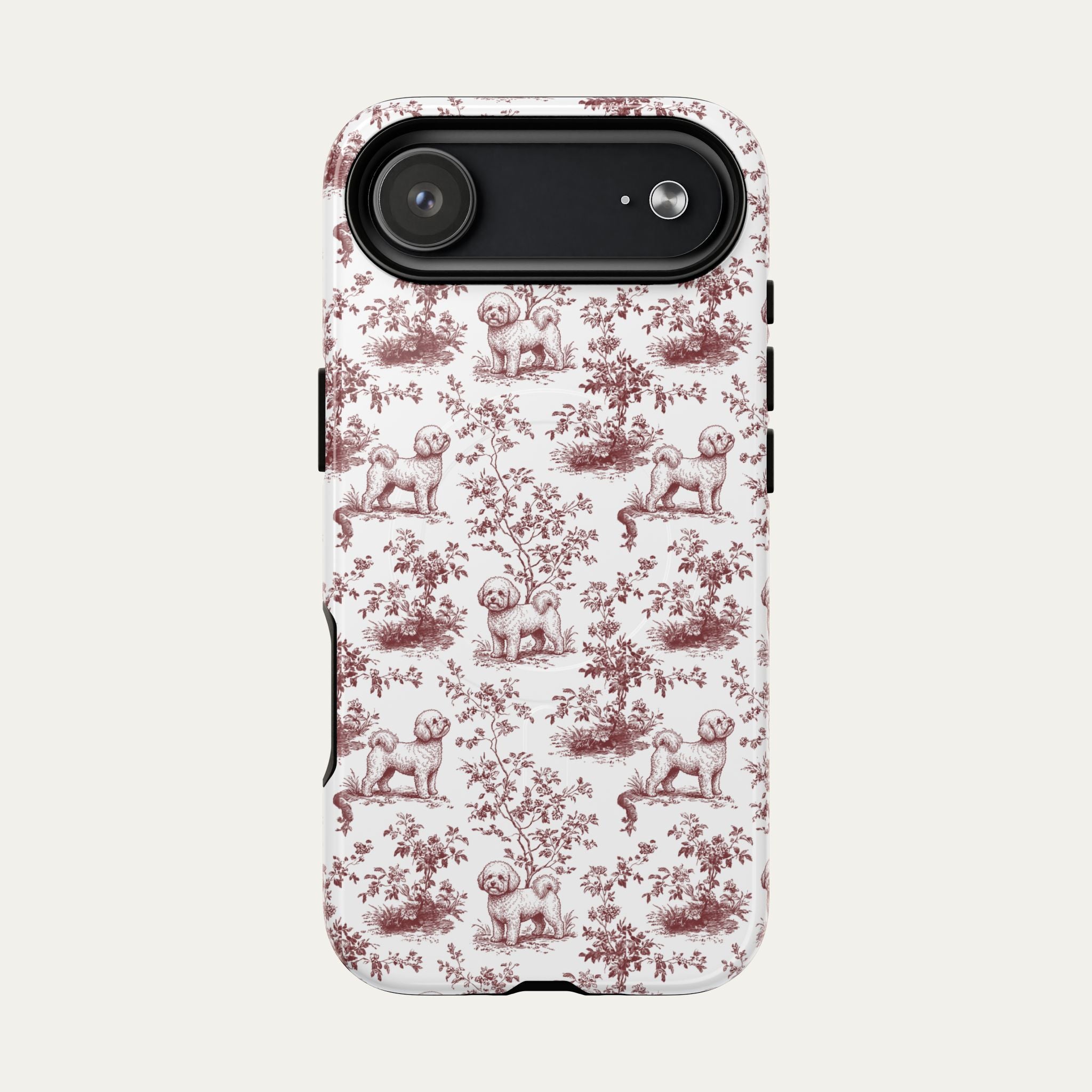 Bichon Frise Burgundy Toile phone Case