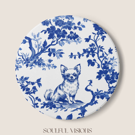 Chihuahua Ceramic Coaster French Toile