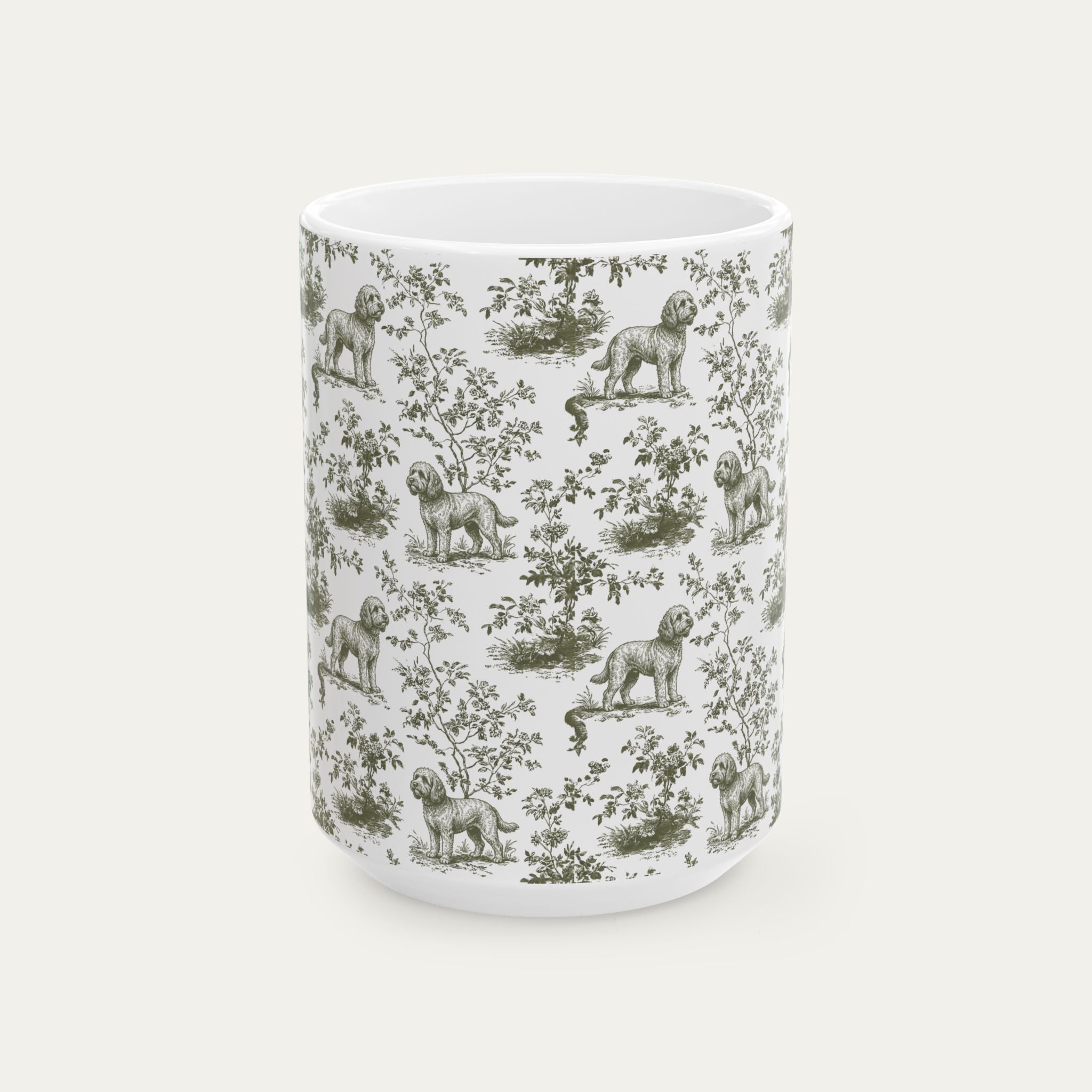 Cockapoo Sage Green Toile Mug