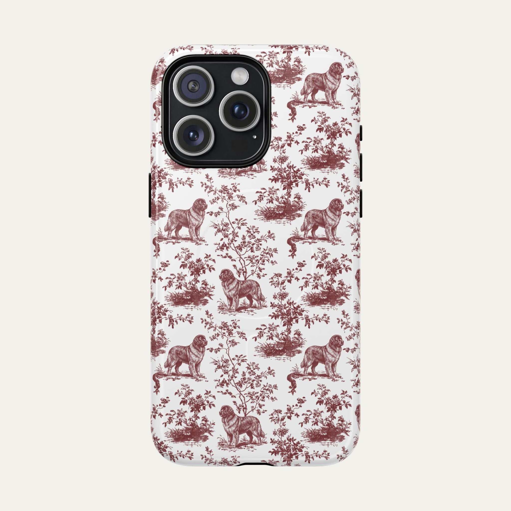 Newfoundland Burgundy Toile phone Case