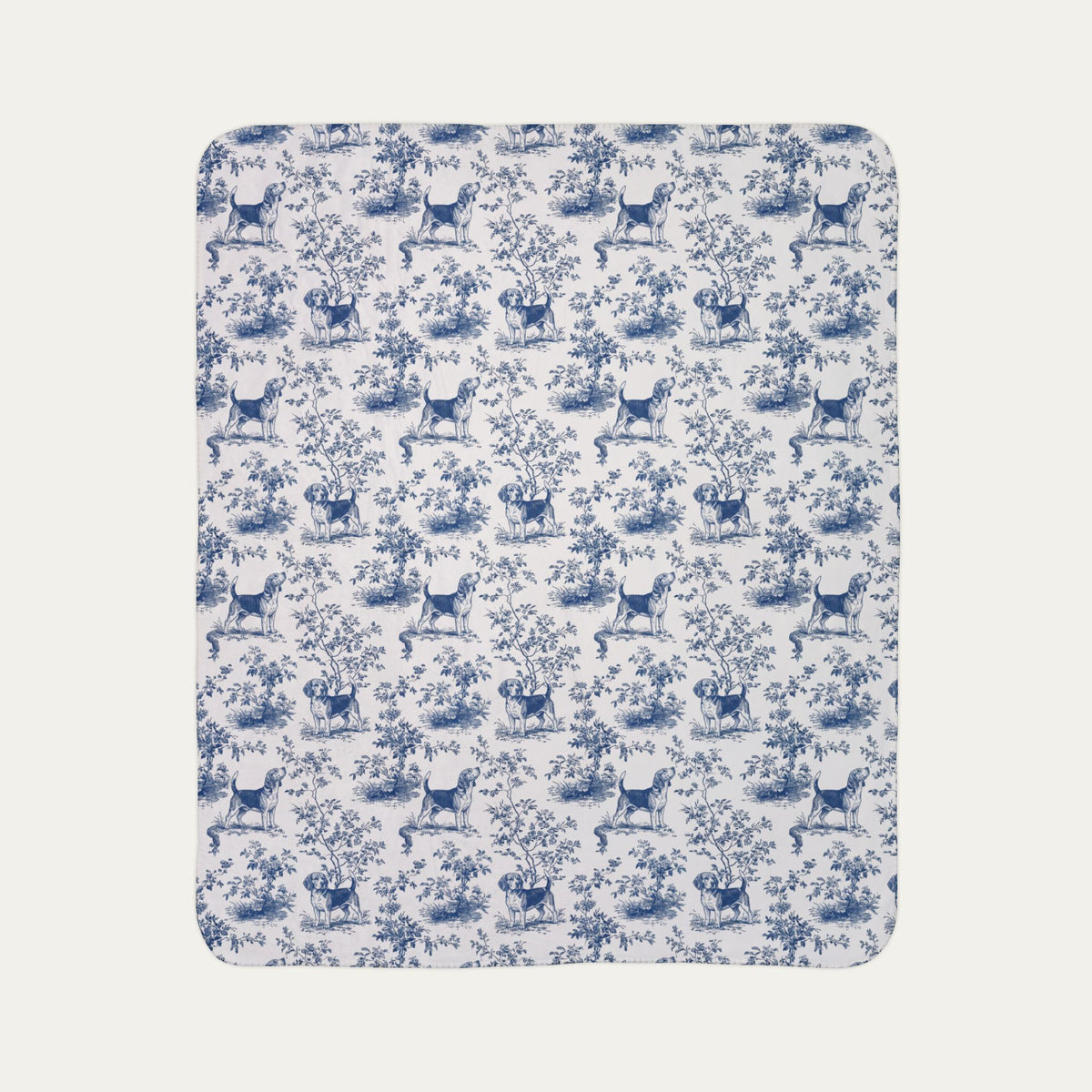 Beagle Toile De Jouy Fleece Blanket