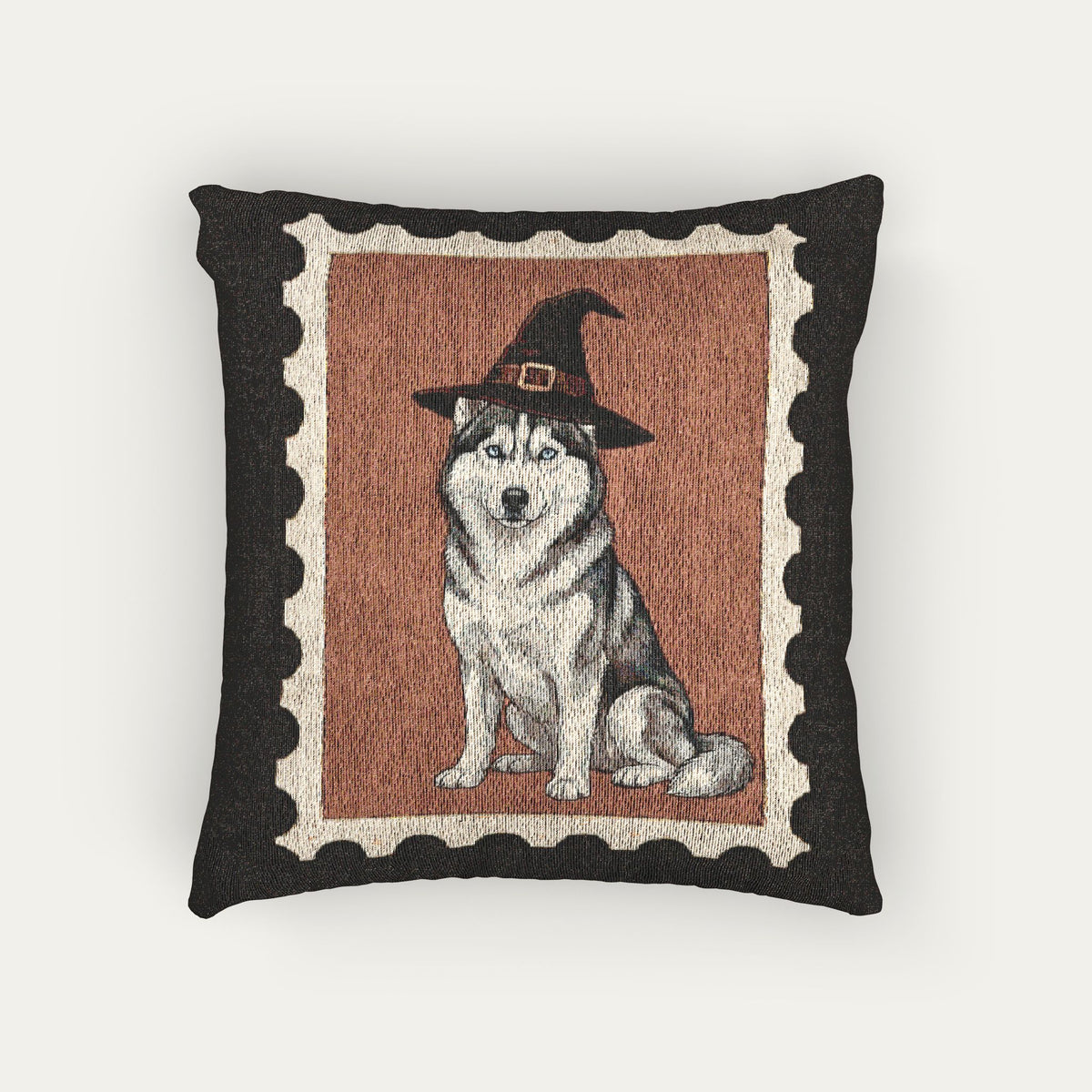 Husky Halloween Woven Pillow
