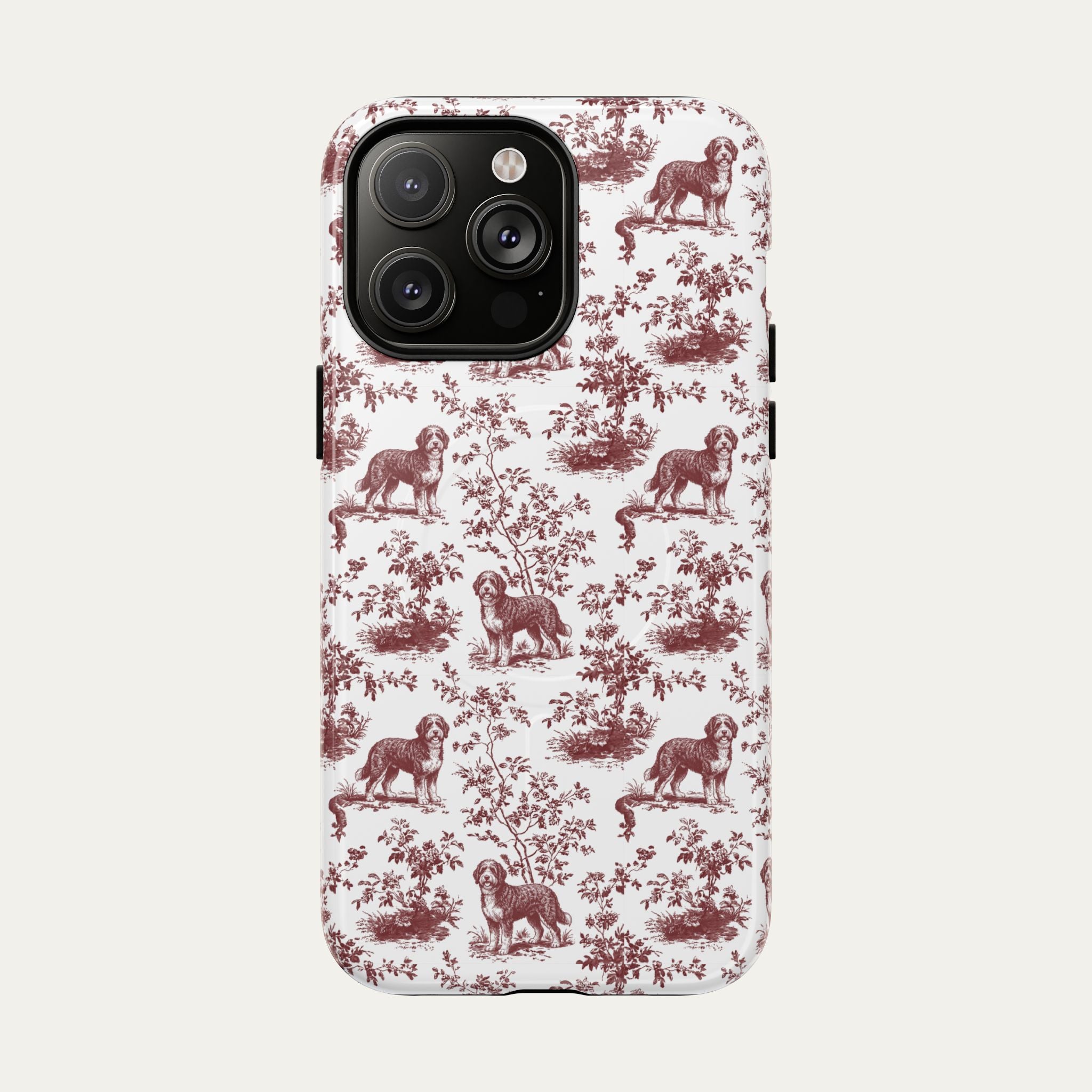 Bernedoodle Burgundy Toile phone Case