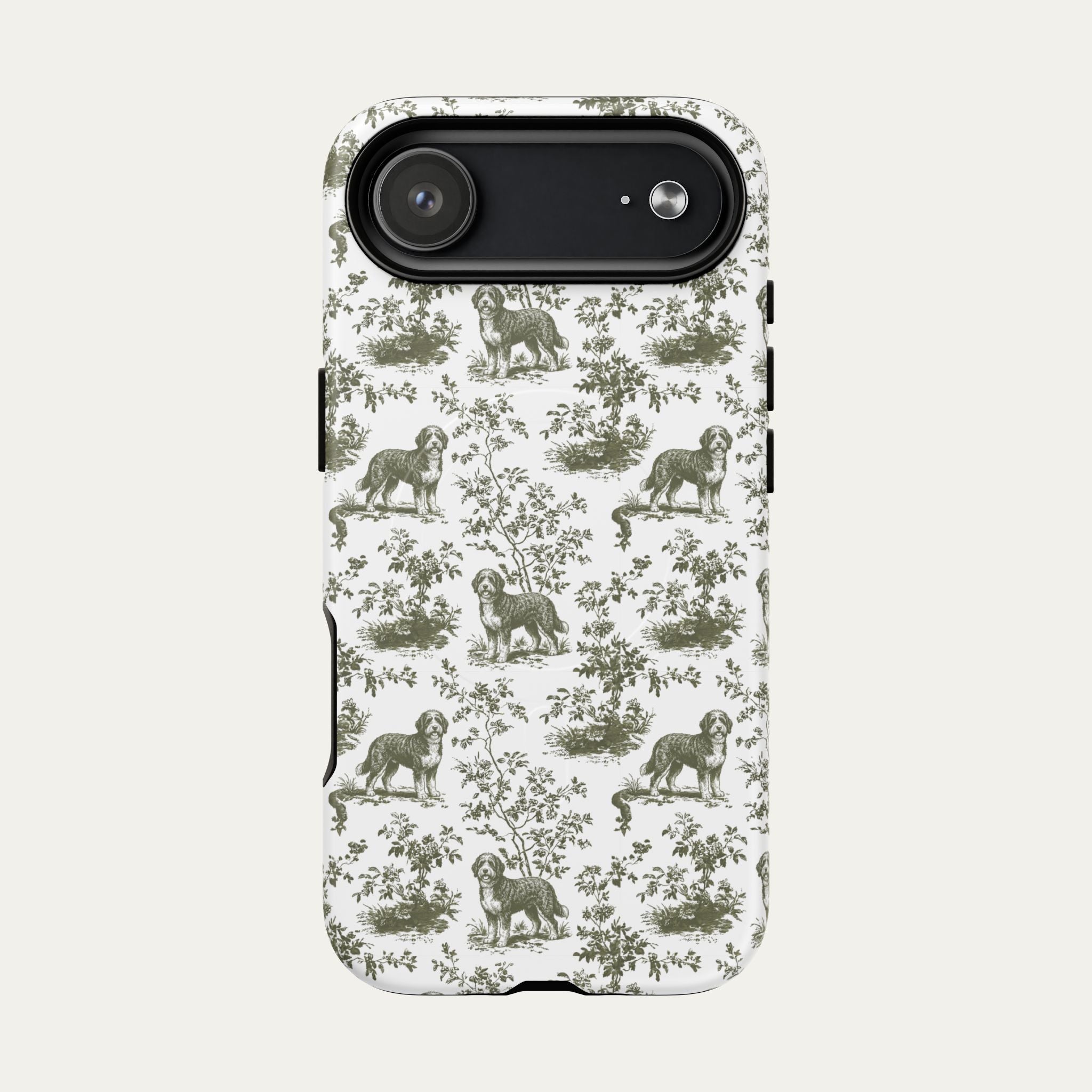 Bernedoodle Sage Green Toile phone Case