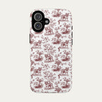 English Bulldog Burgundy Toile phone Case