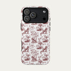 Poodle Burgundy Toile phone Case