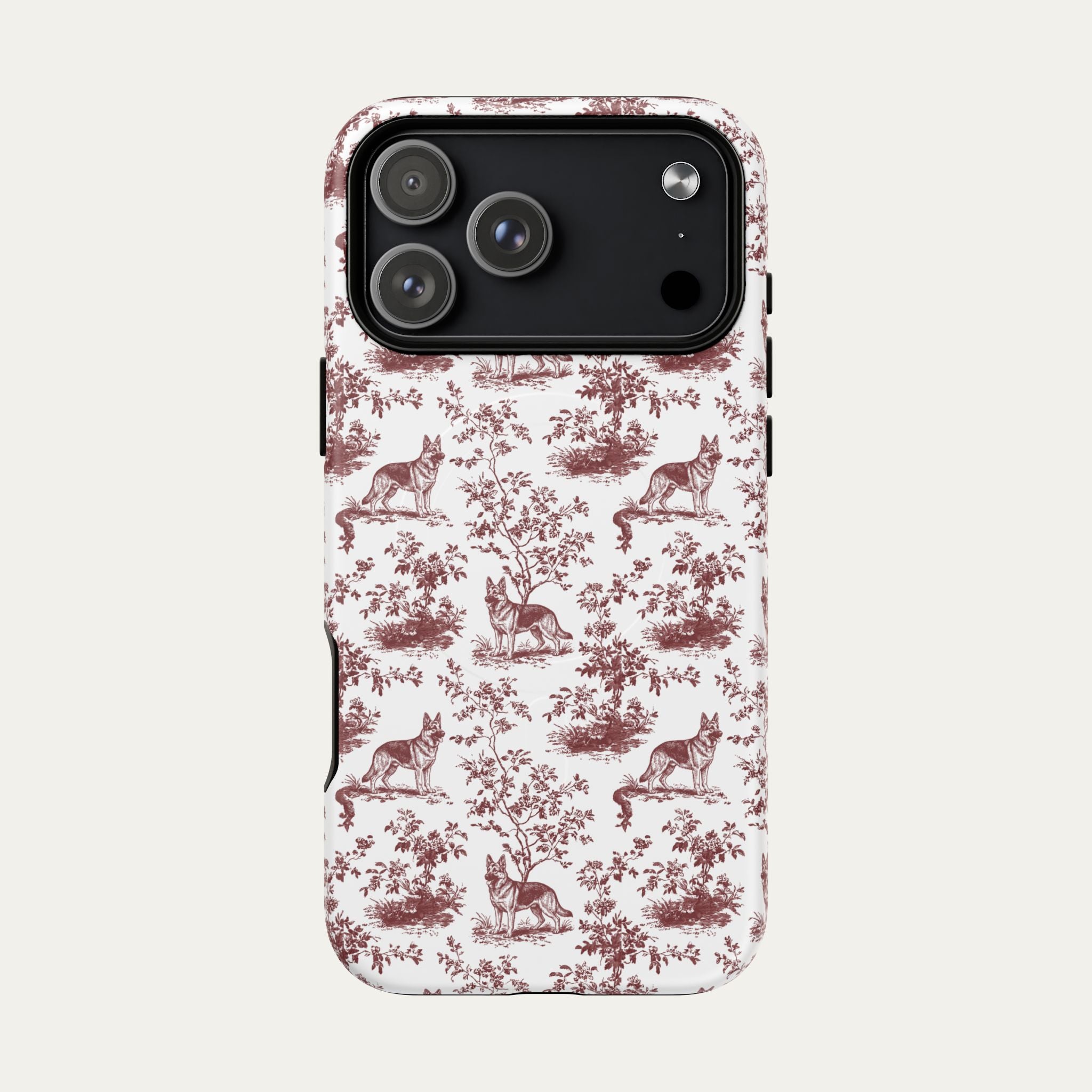 German Shepherd Burgundy Toile phone Case