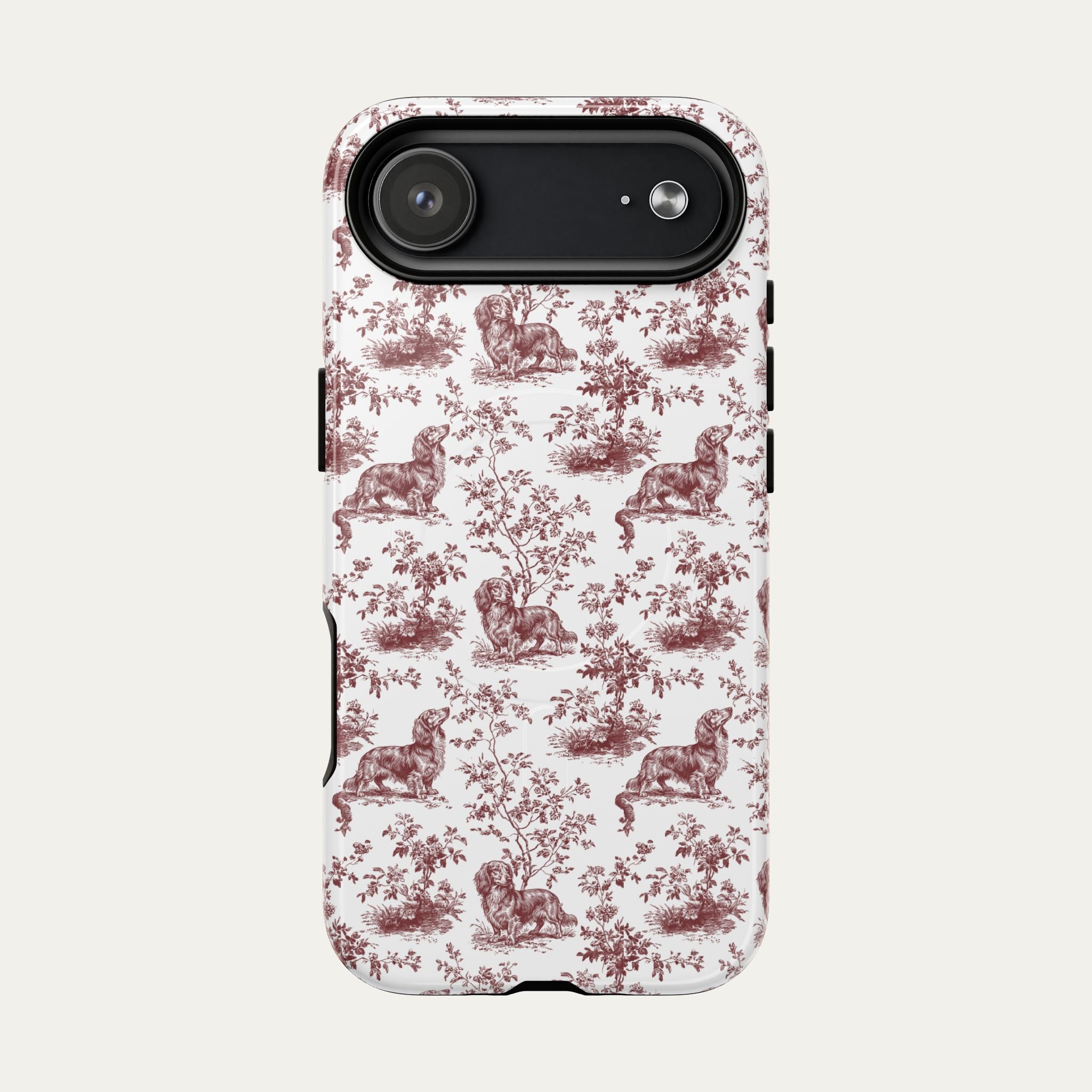 Dachshund Longhaired Burgundy Toile phone Case