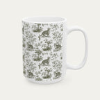 Tabby Cat Sage Green Toile Mug