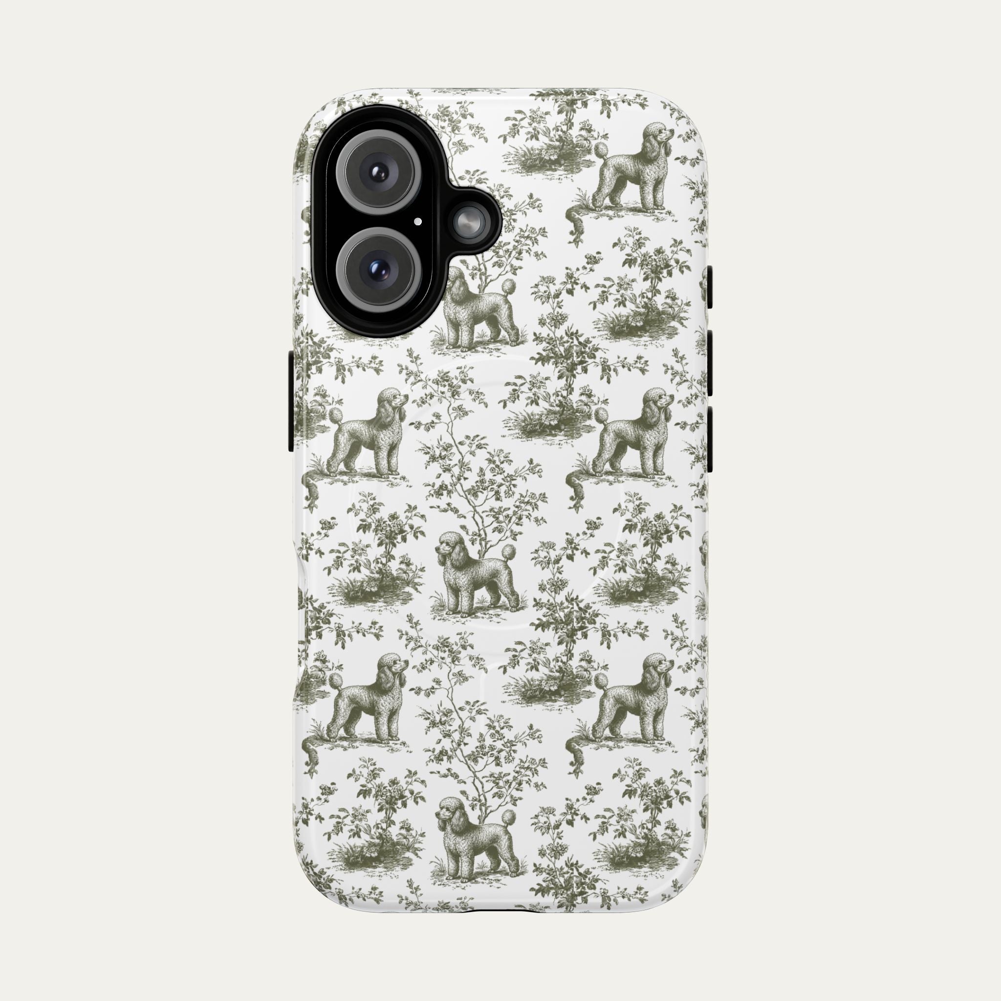 Poodle Sage Green Toile phone Case