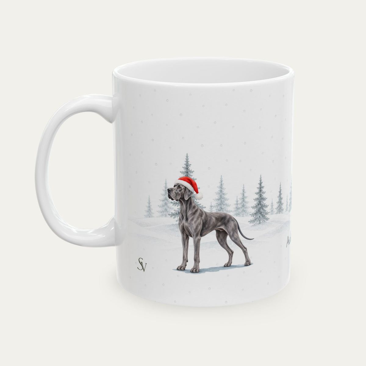 Custom Great Dane blue Christmas Santa Hat Mug