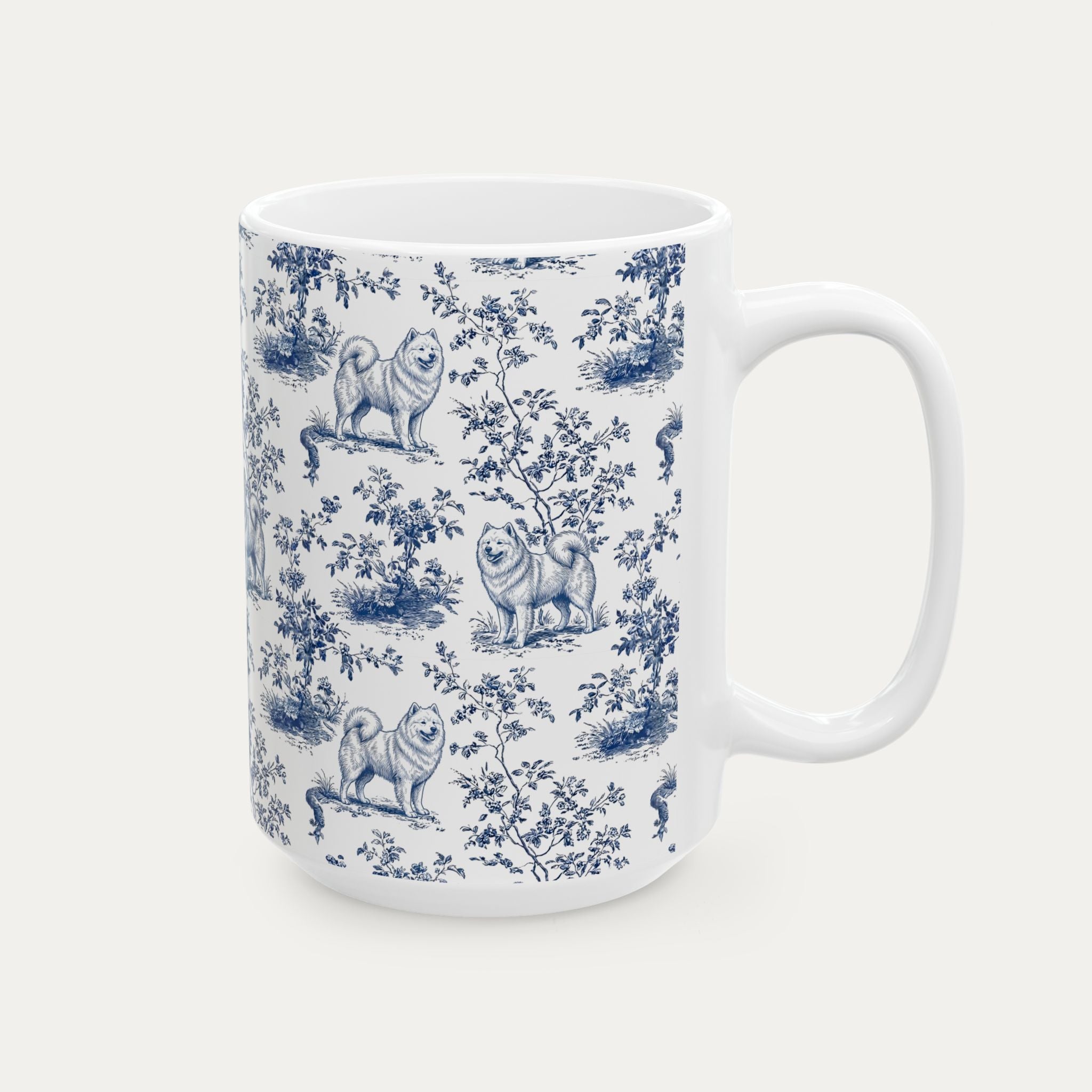 Samoyed Blue Toile Mug
