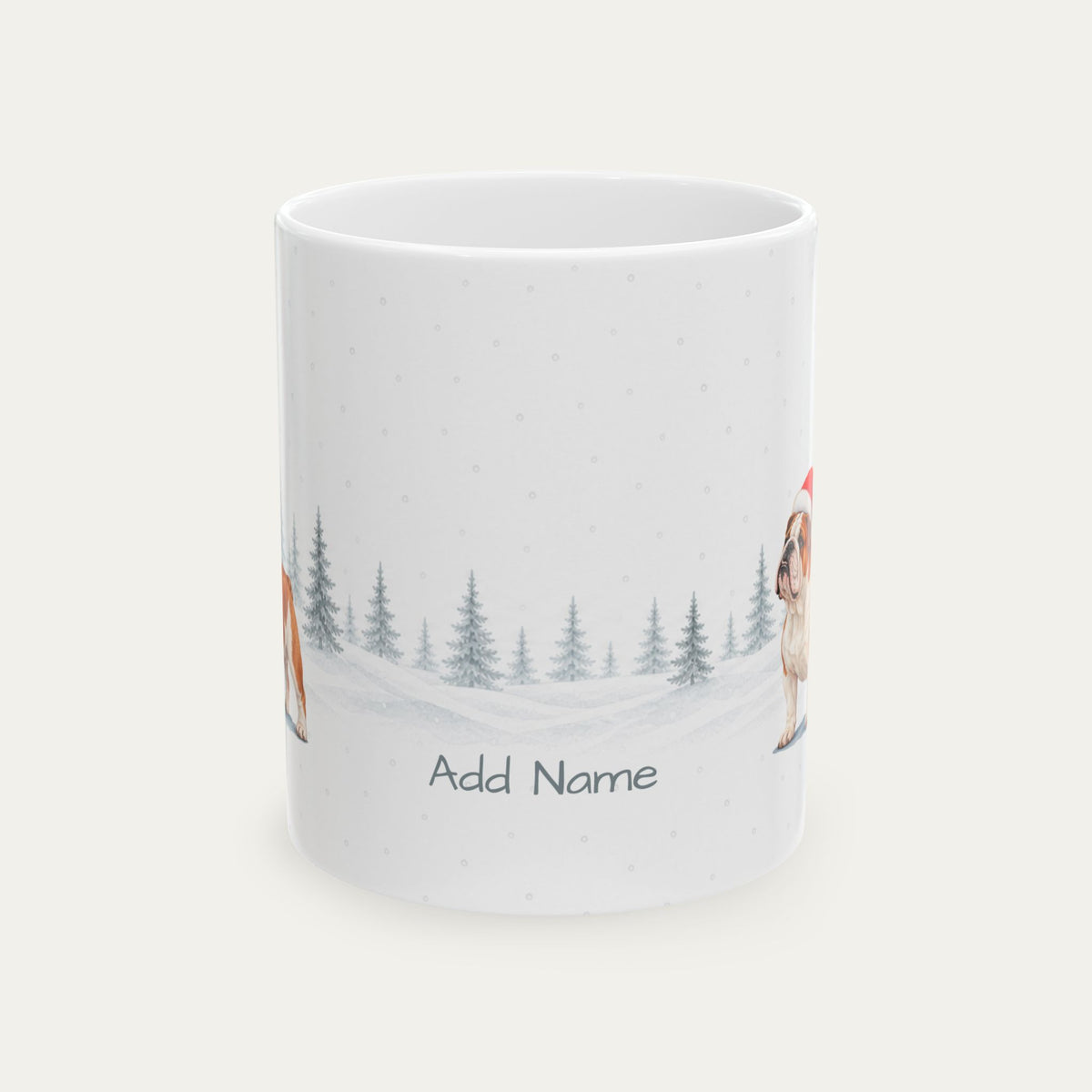 Custom English Bulldog Red and White Christmas Santa Hat Mug