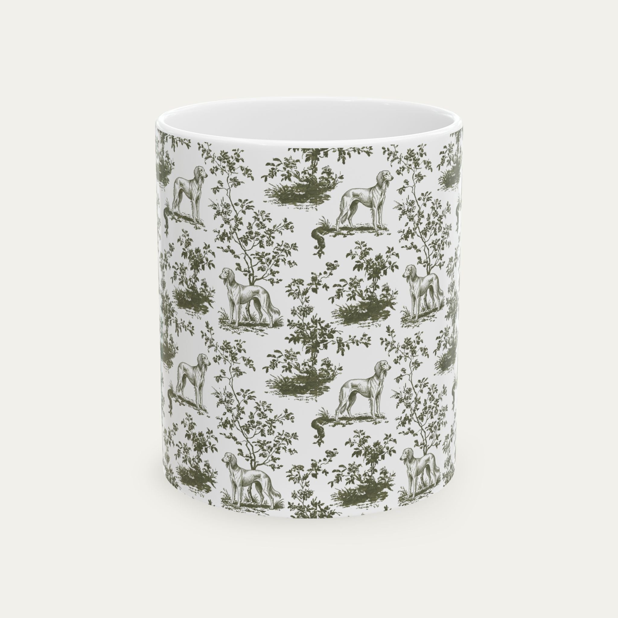 Saluki Sage Green Toile Mug