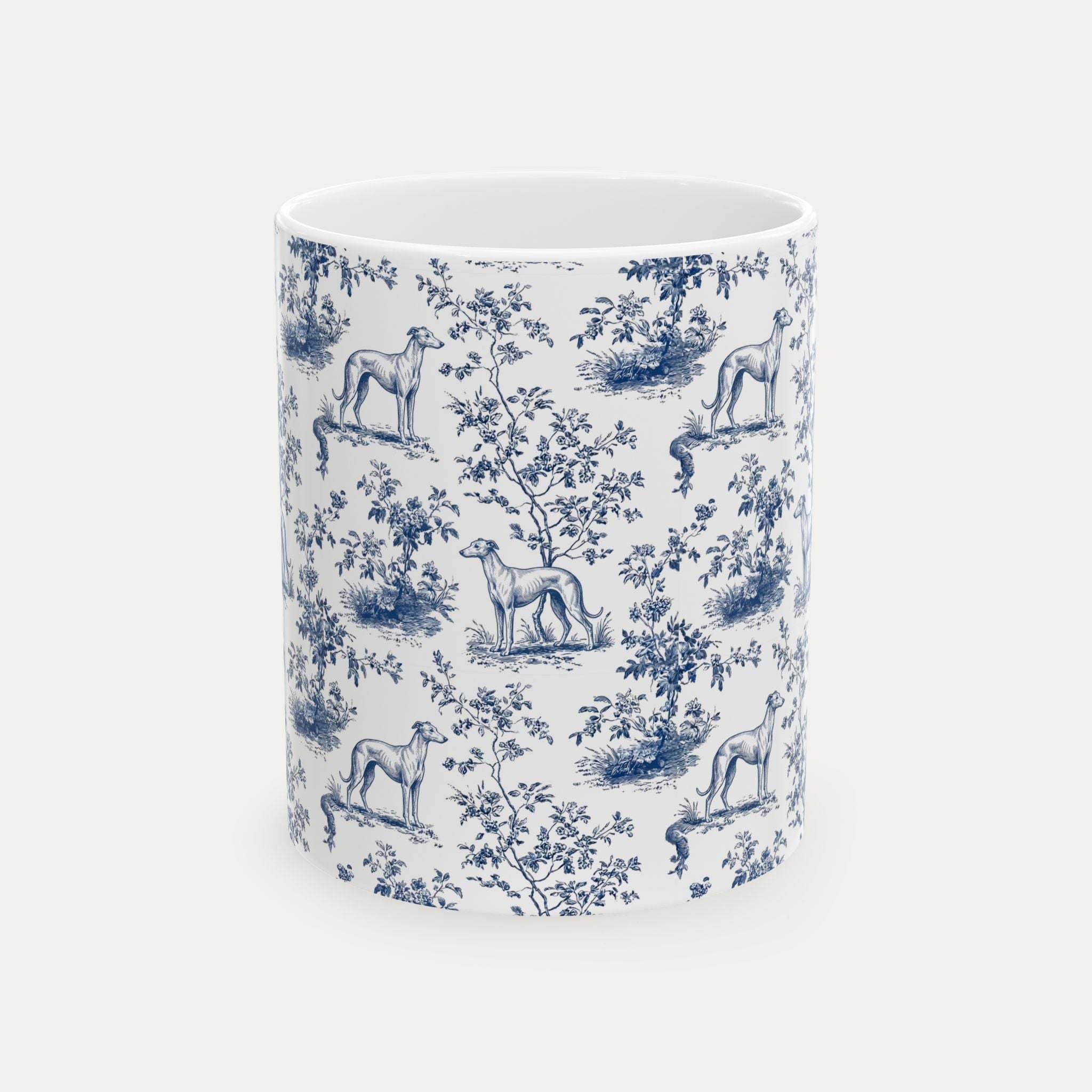 Greyhound Blue Toile Mug