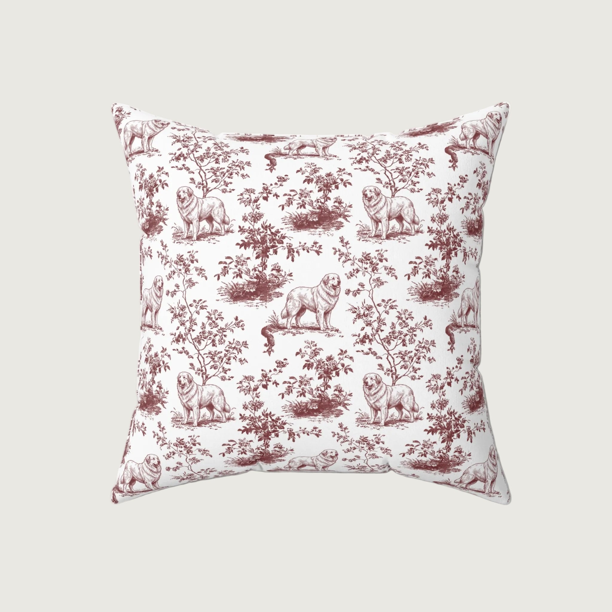 Dog Burgundy French Toile Pillow
