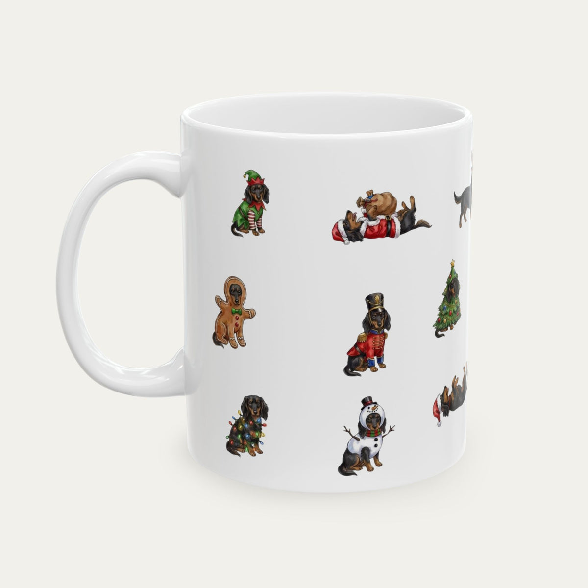 Dachshund LH Black and Tan Christmas Mug