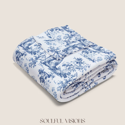 Golden Retriever French Toile De Jouy Blanket