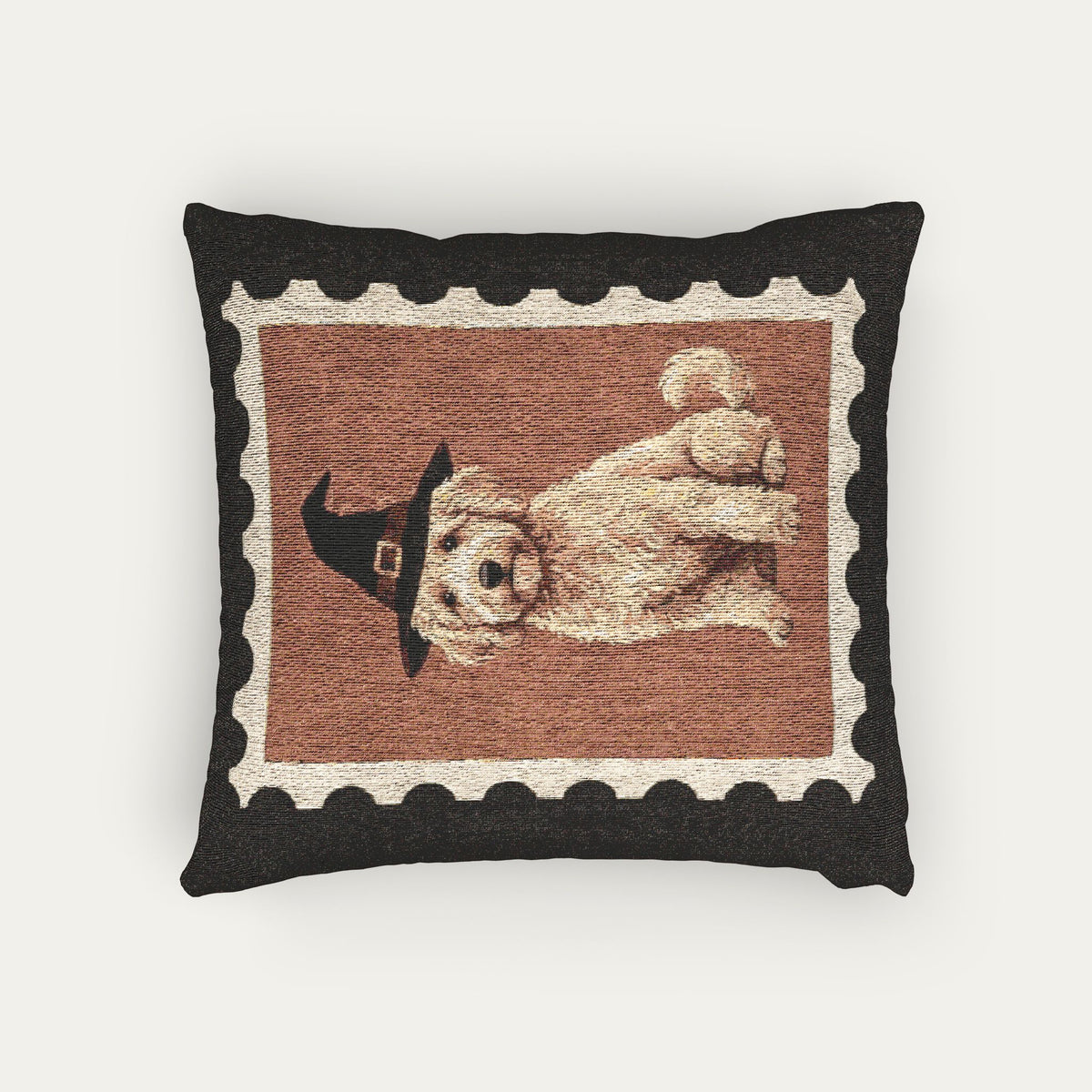 Goldendoodle Cream Halloween Woven Pillow