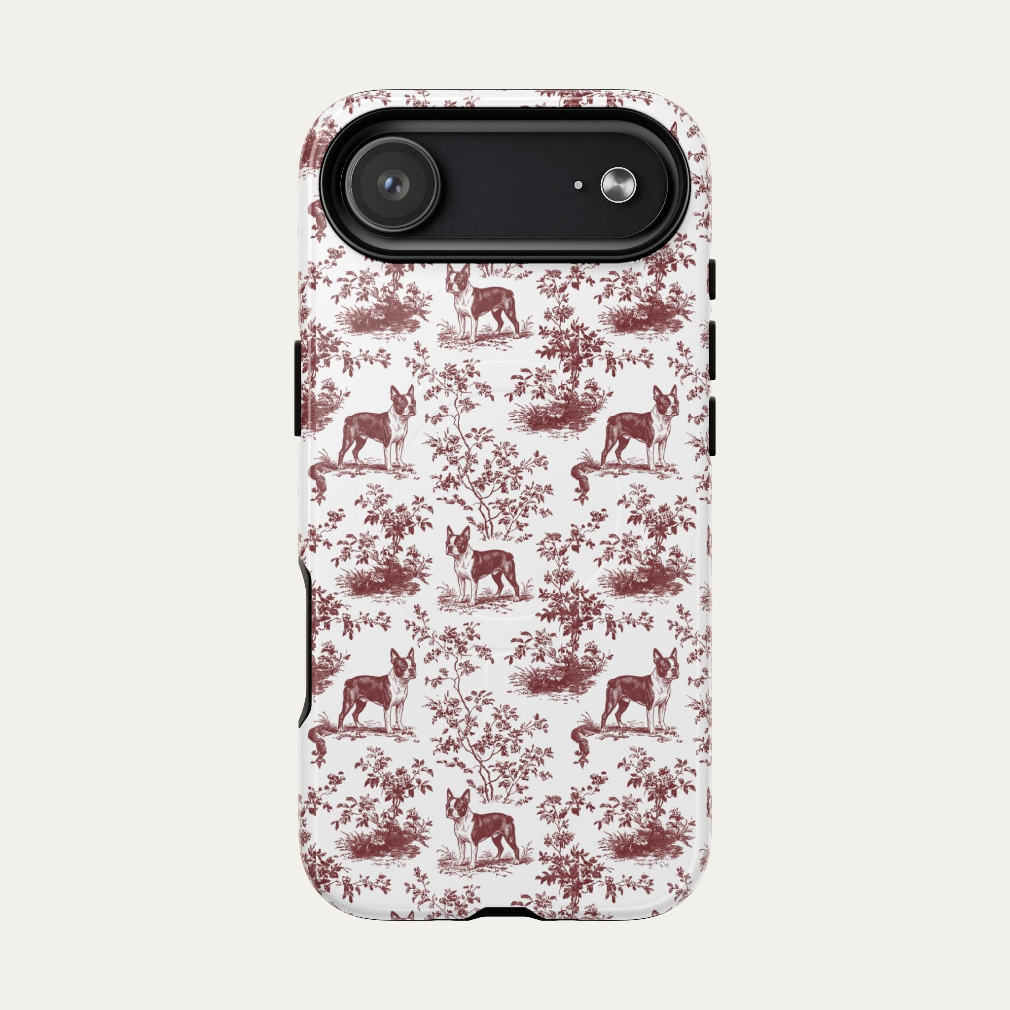 Boston Terrier Burgundy Toile phone Case