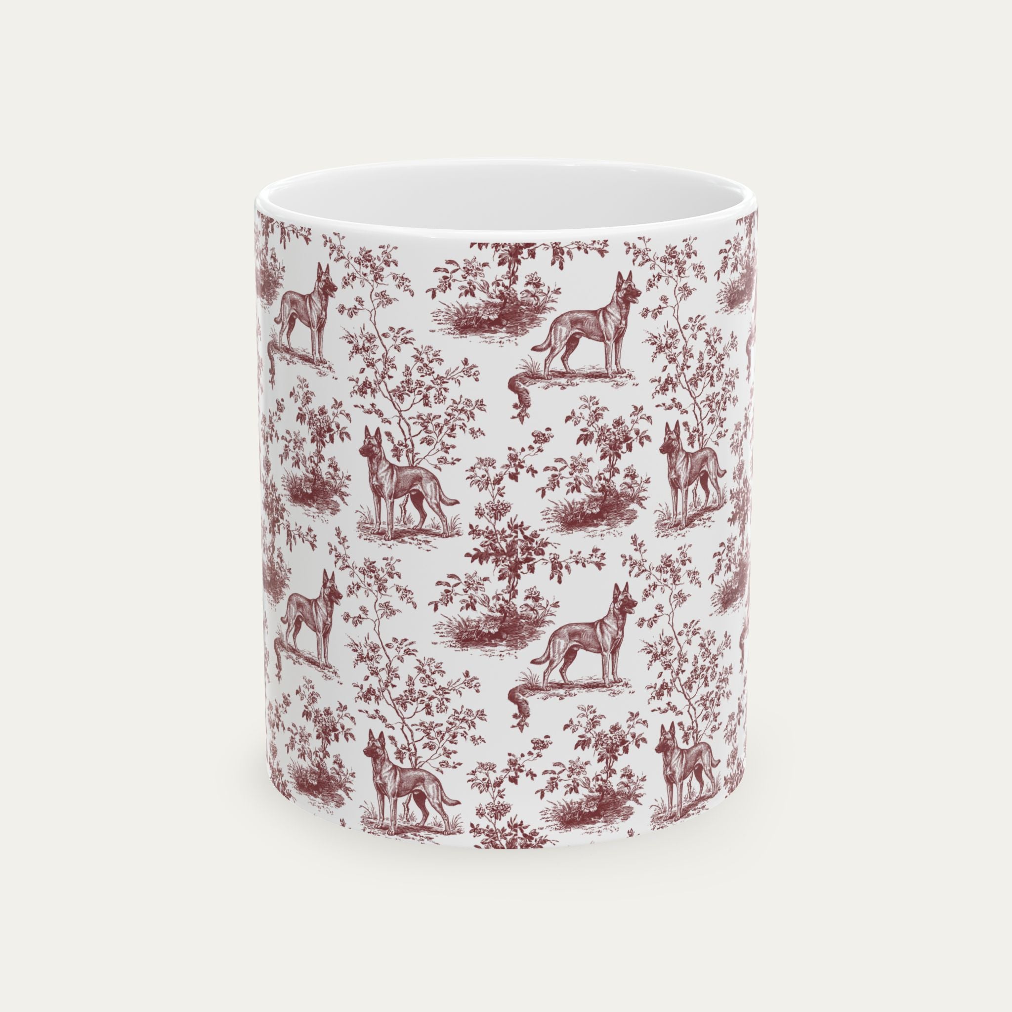 Belgian Malinois Burgundy Toile Mug